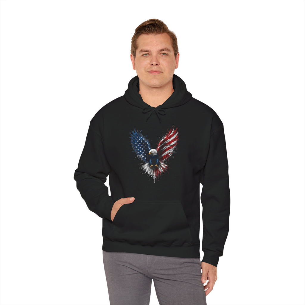 Patriotic American Flag Bald Eagle Graphic - Cozy Hoodie