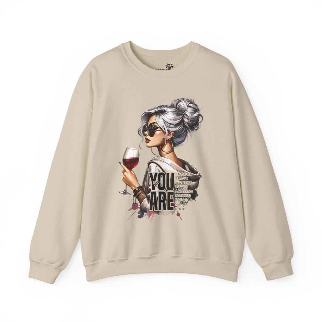Wine Lover Crewneck Sweatshirt — Chic "You Are" Illustration