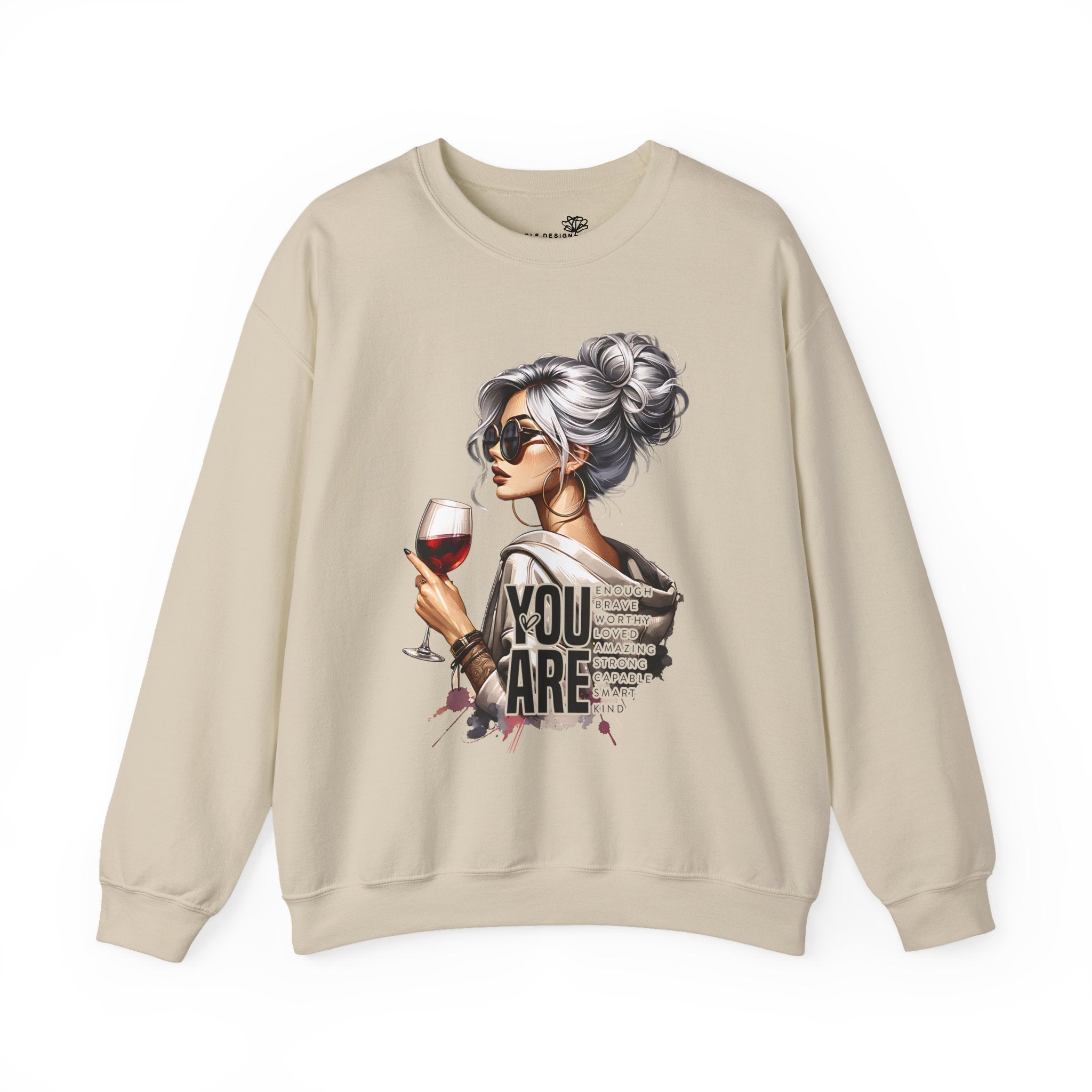 Wine Lover Crewneck Sweatshirt — Chic "You Are" Illustration