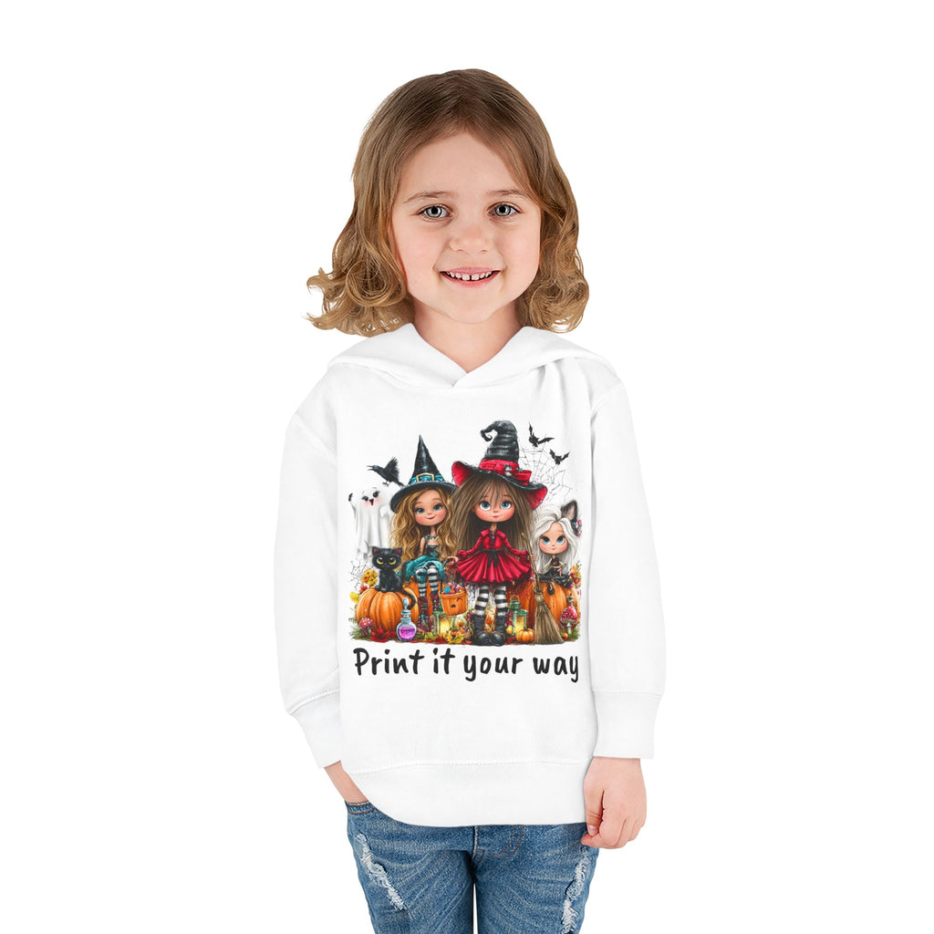 Toddler Hoodie — Cute Halloween Witch Girls Pumpkin Design - CAN CUSTOMIZE IMAGE AND/OR TEXT