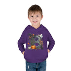 Toddler Hoodie — Halloween Custom Initial Pullover (Witch Hat, Pumpkin & Ghosts)