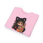 Toddler Sweatshirt — Cute Black Cat Costume Kid's Halloween Sweatshirt with Candy Basket