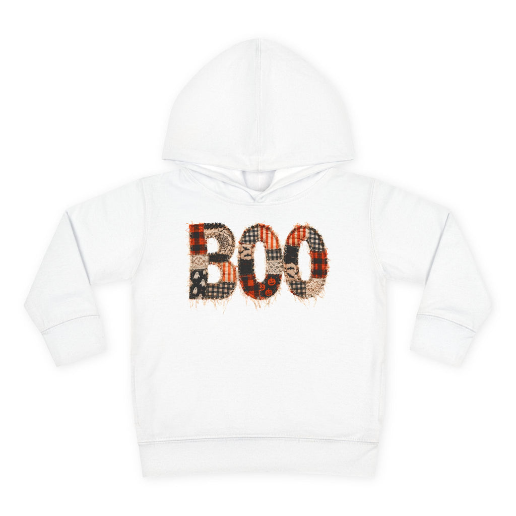 Toddler Hoodie - "BOO" Plaid Halloween Pullover