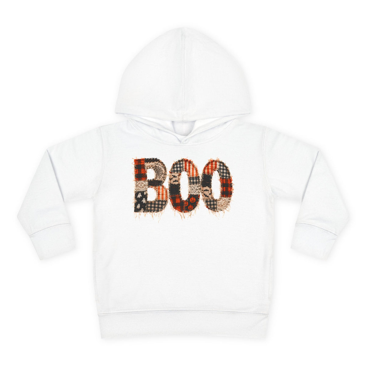 Toddler Hoodie - "BOO" Plaid Halloween Pullover