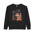 Toddler Sweatshirt — Cute Black Cat Costume Kid's Halloween Sweatshirt with Candy Basket