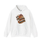 Autumn Bookstack — Cozy Fall Hoodie (Leaves & ‘Read More Books’ Design)