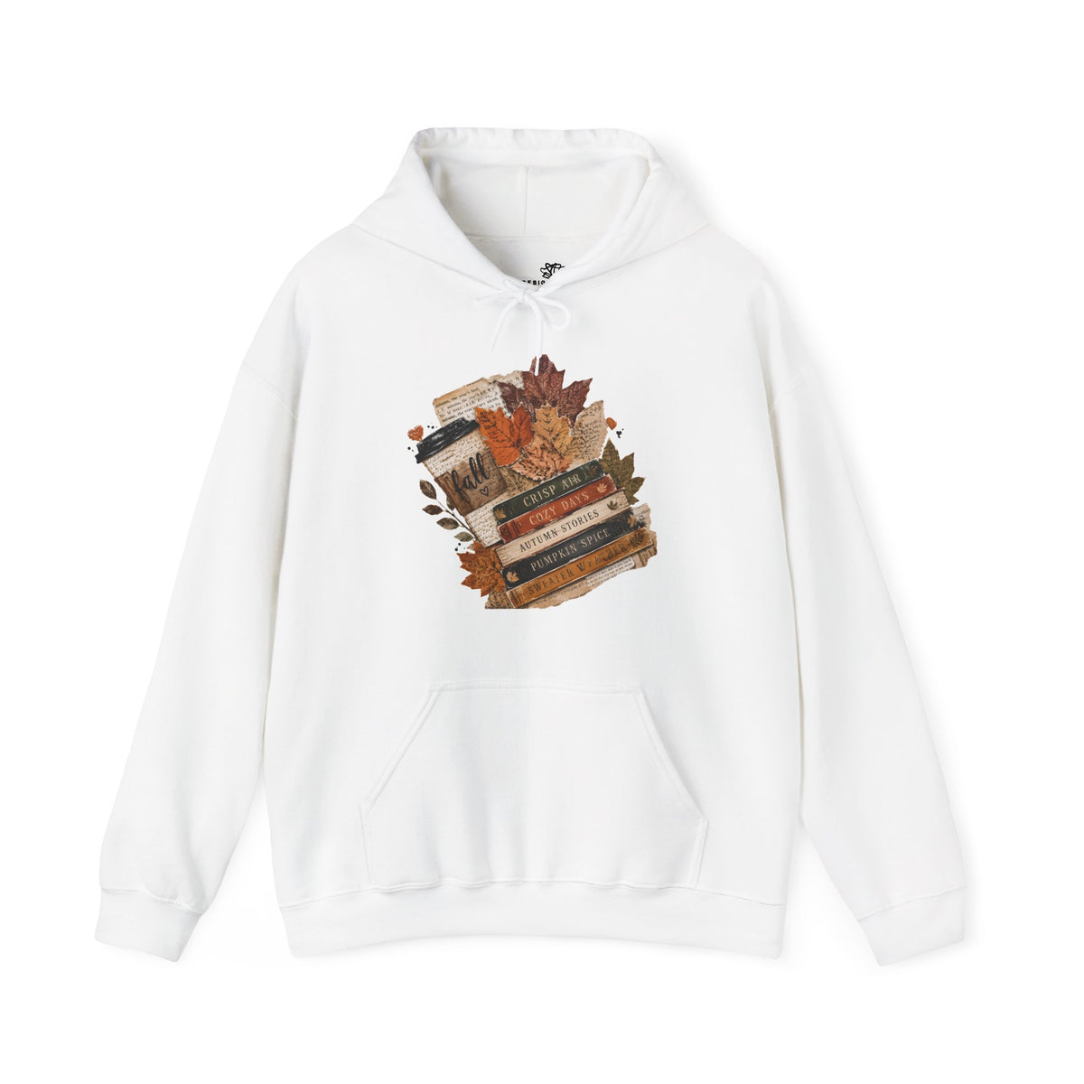Autumn Bookstack — Cozy Fall Hoodie (Leaves & ‘Read More Books’ Design)