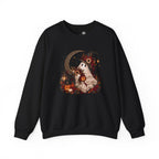 Ghost Witch & Black Cat Autumn Graphic - Pullover Sweatshirt