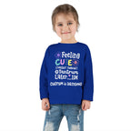 Toddler Long Sleeve Tee — "Feeling Cute, Might Throw..." Customizable