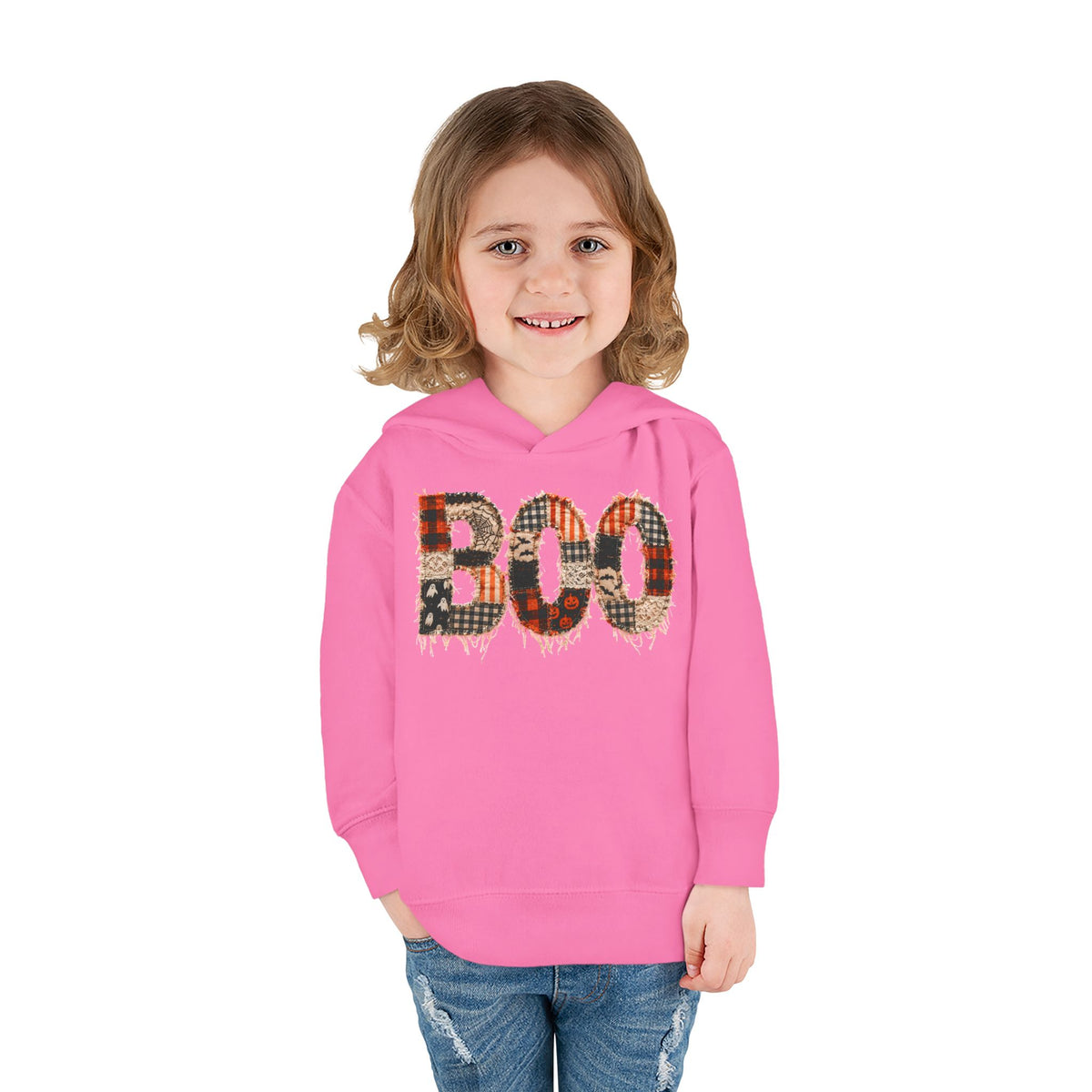 Toddler Hoodie - "BOO" Plaid Halloween Pullover