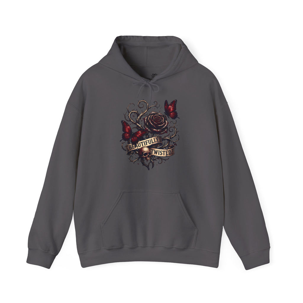 Beautifully Twisted Rose & Butterfly Graphic -  Cozy Hoodie