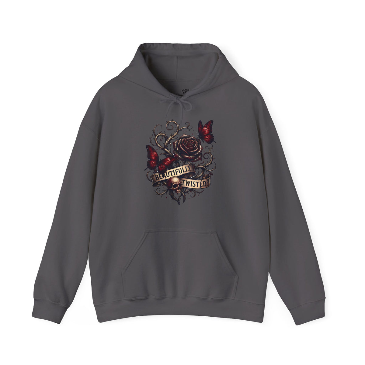 Beautifully Twisted Rose & Butterfly Graphic -  Cozy Hoodie