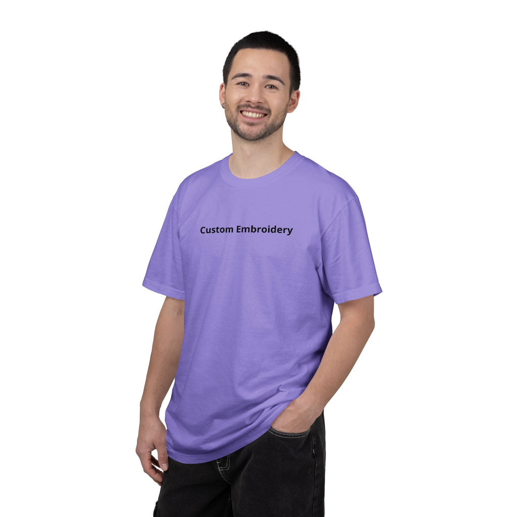 EMBROIDERED Custom Text Comfort Colors Unisex (Light Colors/Shades) T-Shirt