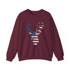 American Flag Deer Head Graphic - Pullover Sweatshirt