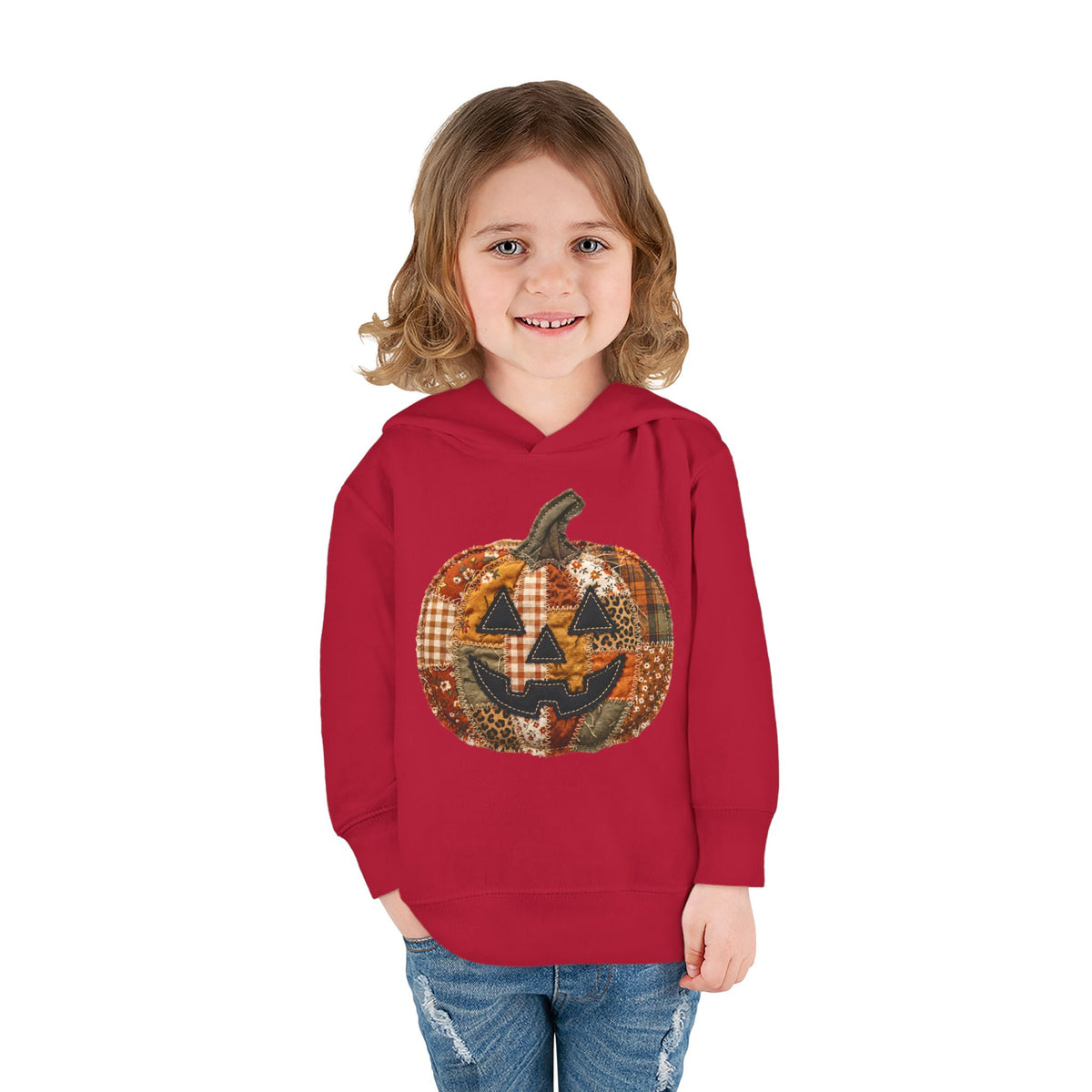 Toddler Halloween Pumpkin Hoodie — Patchwork Jack-O'-Lantern Pullover
