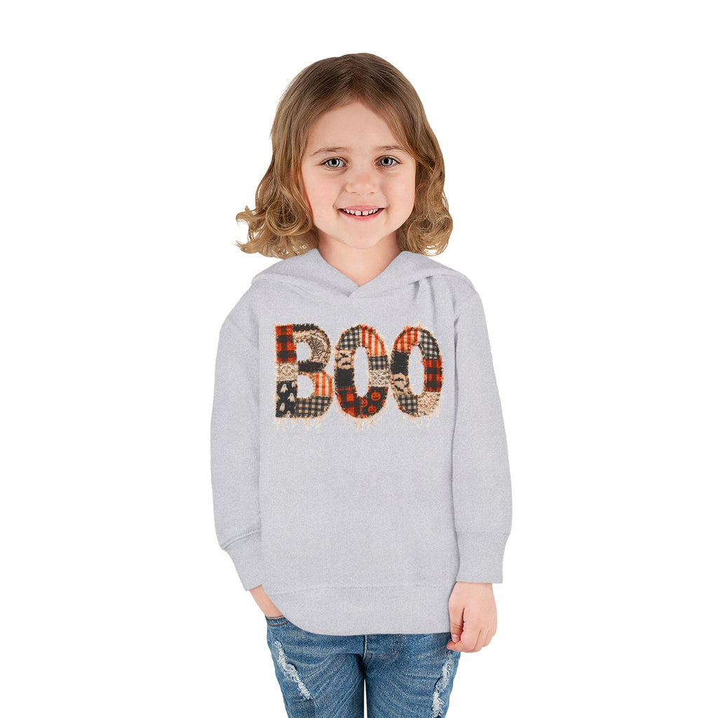 Toddler Hoodie - "BOO" Plaid Halloween Pullover