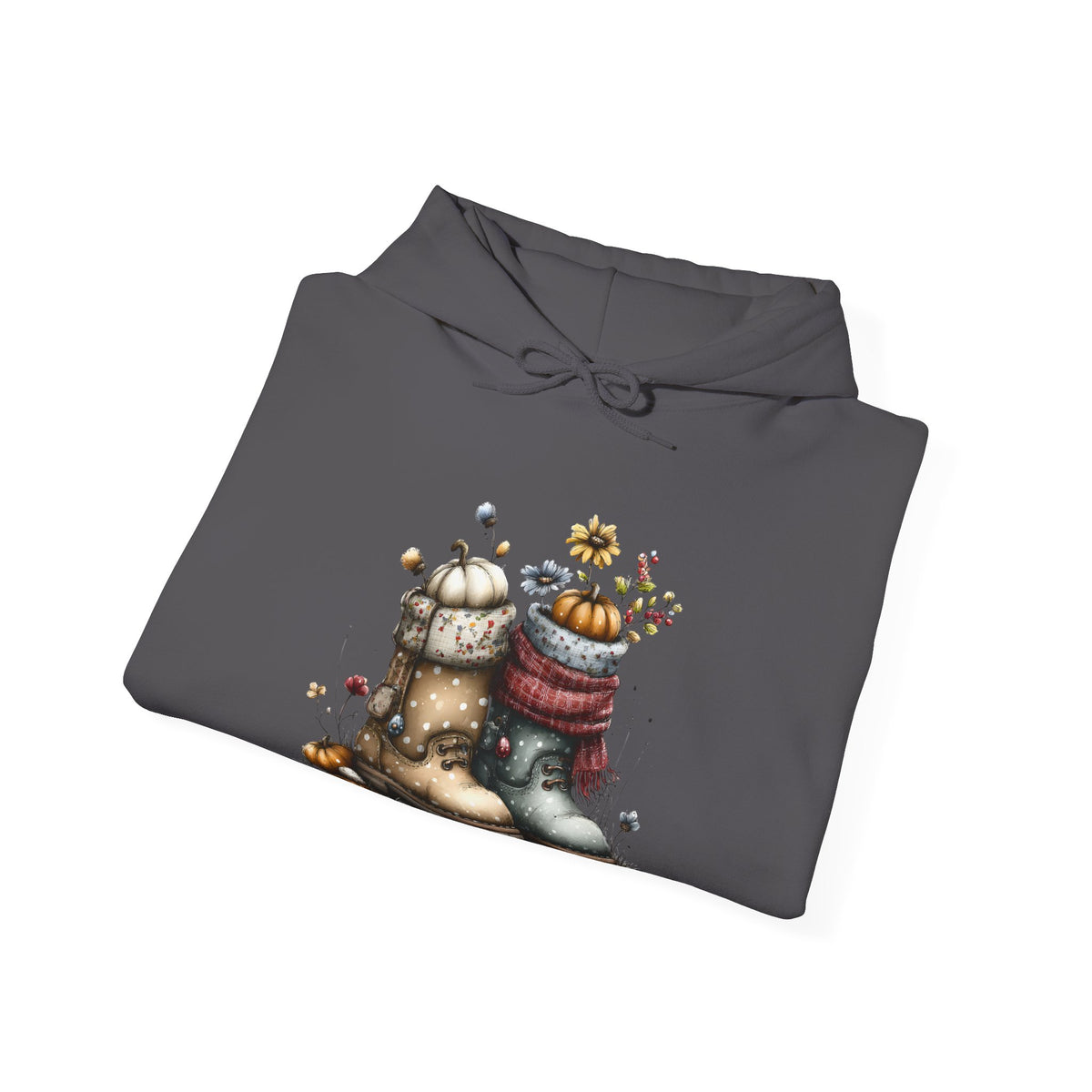 Autumn Boots & Pumpkins Graphic | Cozy Fall Hoodie