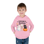 Toddler Hoodie — "Spooky Season" Cute Ghost, Skeleton & Black Cat Halloween Pullover