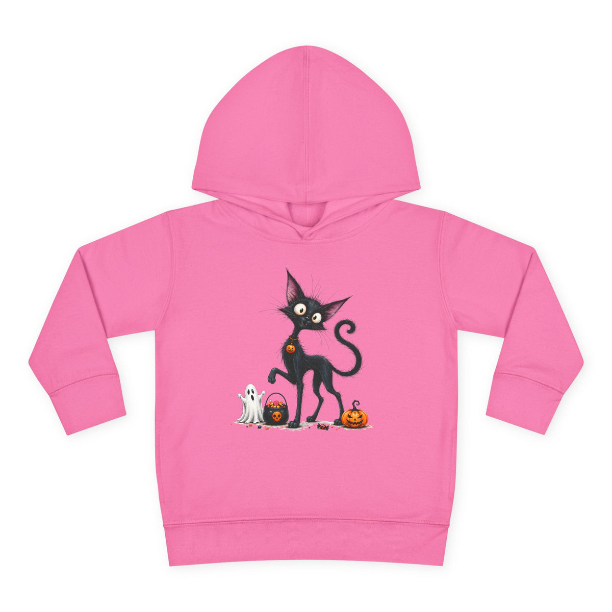 Toddler Halloween Cat Hoodie – Cute Black Kitty with Pumpkins Pullover