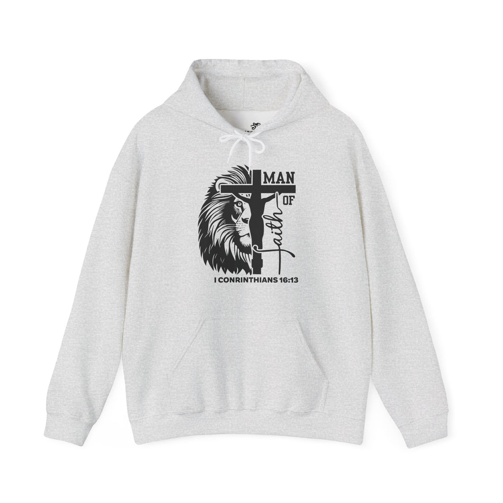 Man of Faith  Lion & Cross I Corinthians 16:13 Christian - Cozy Hoodie