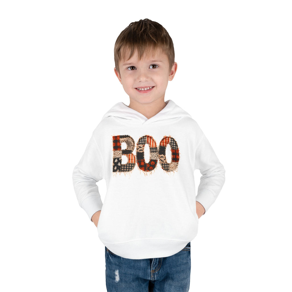 Toddler Hoodie - "BOO" Plaid Halloween Pullover