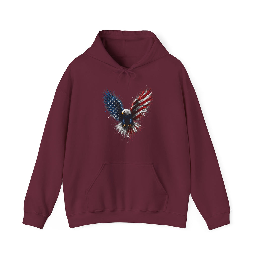 Patriotic American Flag Bald Eagle Graphic - Cozy Hoodie