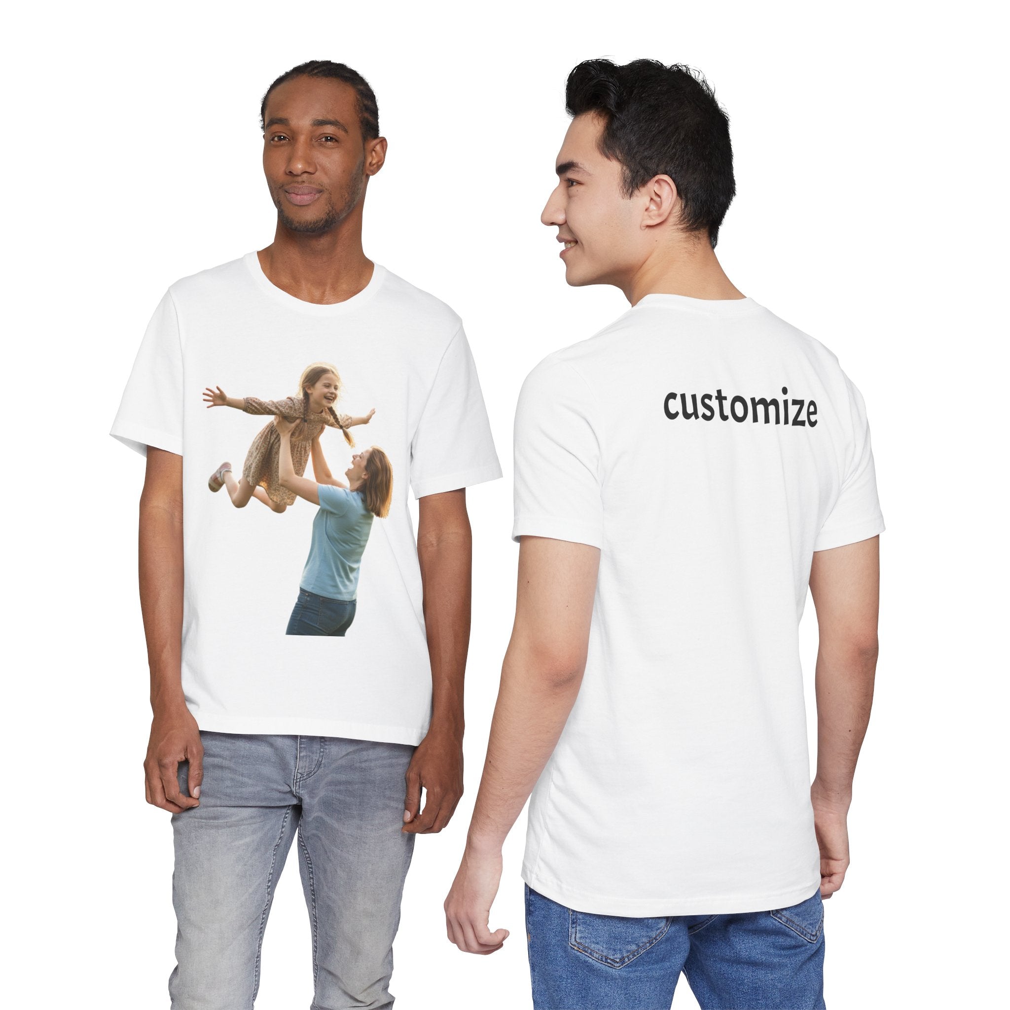 FRONT&BACK Personalize Photo T‑Shirt (TEXT IN BACK IS OPTIONAL)😊