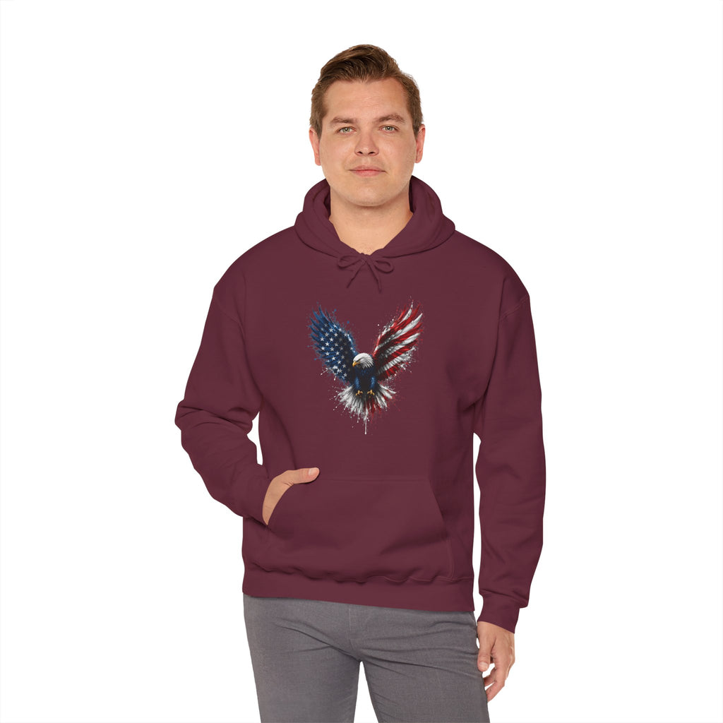 Patriotic American Flag Bald Eagle Graphic - Cozy Hoodie
