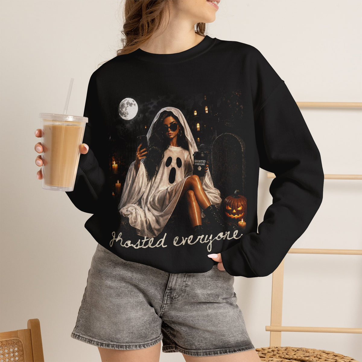 Ghosted Everyone Halloween Graphic - Pullover Sweatshirt