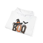 'BOO' Witch Hat, Bat & Spiderweb Graphic - Halloween Hoodie