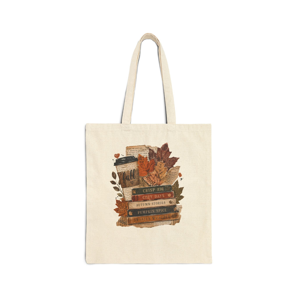 Autumn Stories Book Stack Tote Bag | Fall Canvas Bag