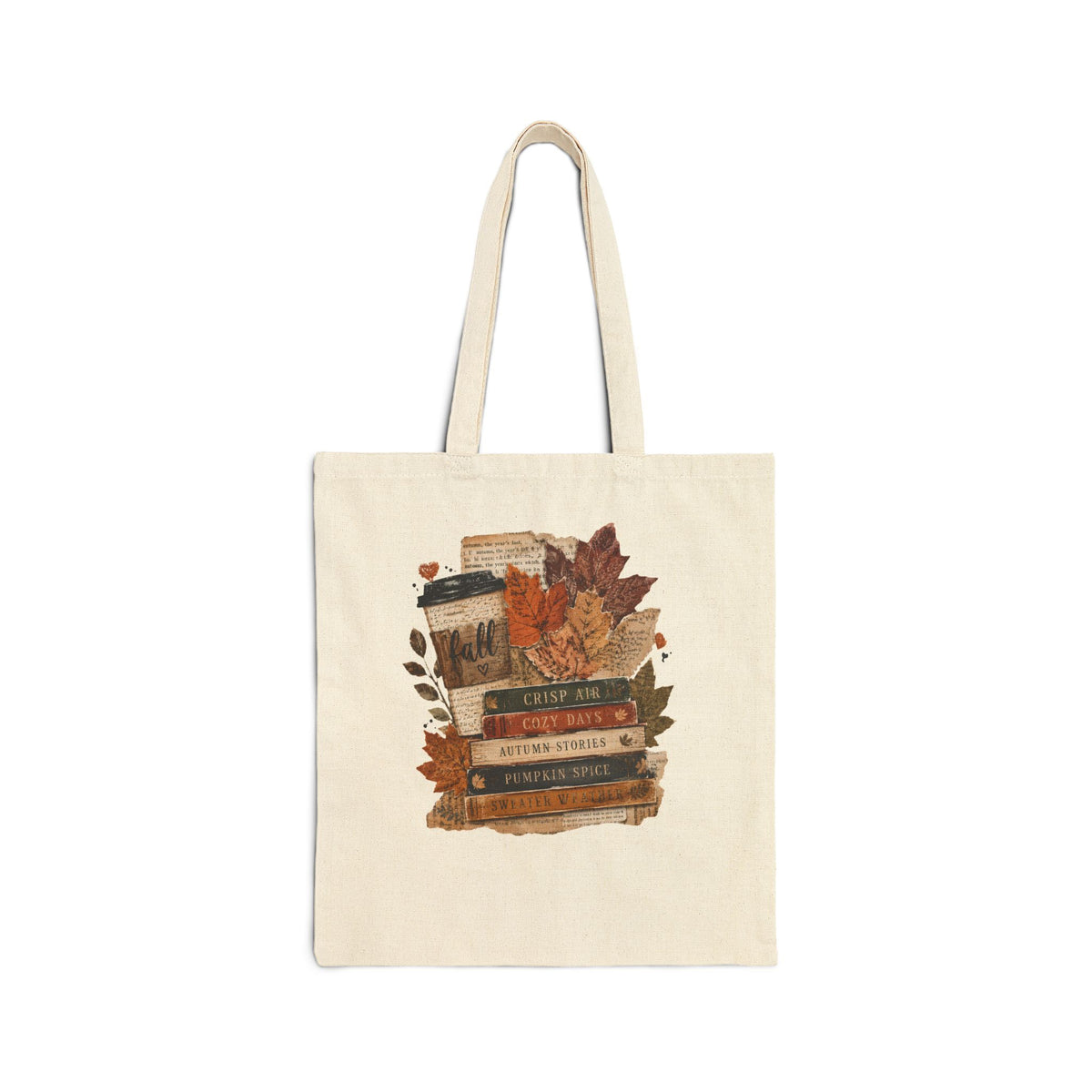 Autumn Stories Book Stack Tote Bag | Fall Canvas Bag