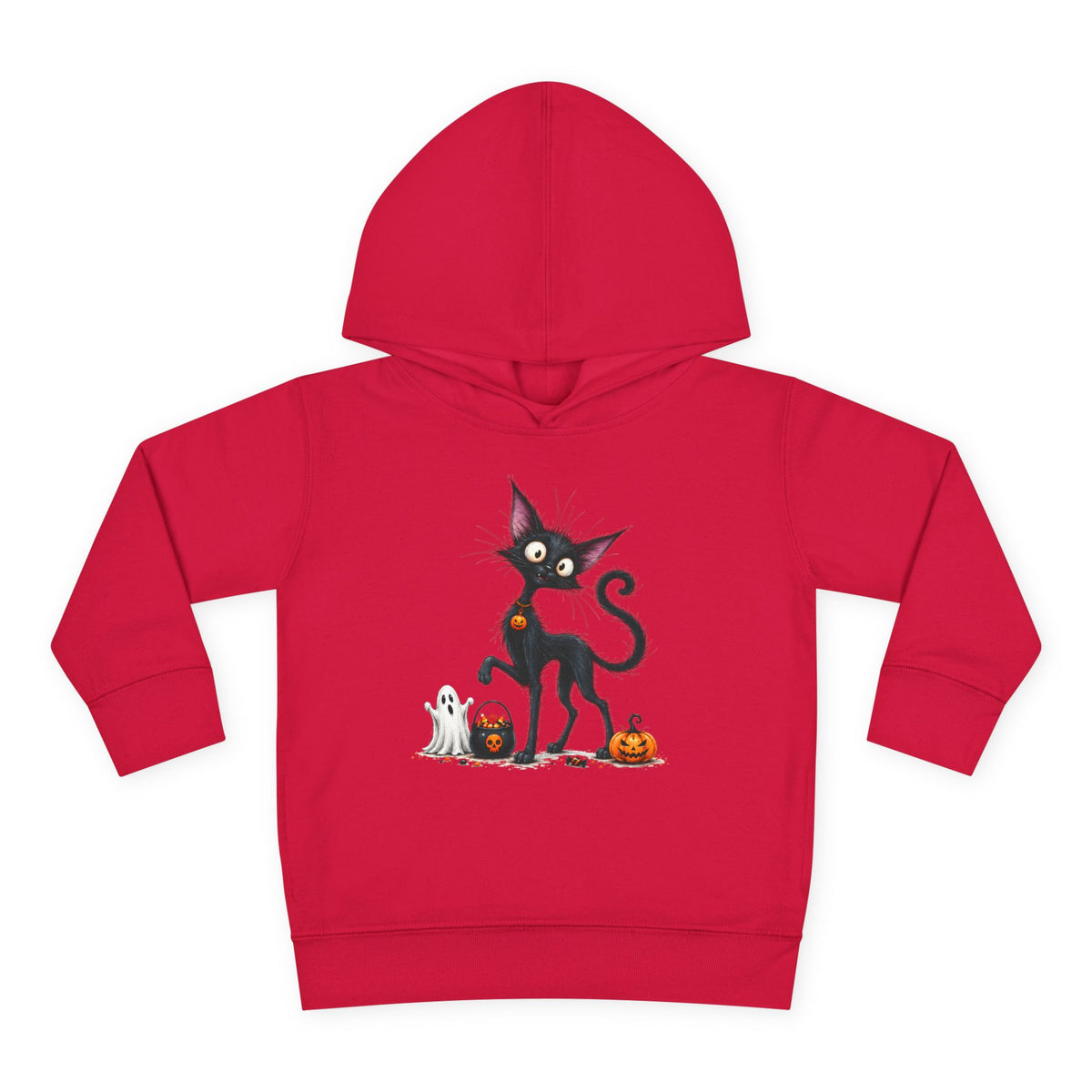 Toddler Halloween Cat Hoodie – Cute Black Kitty with Pumpkins Pullover