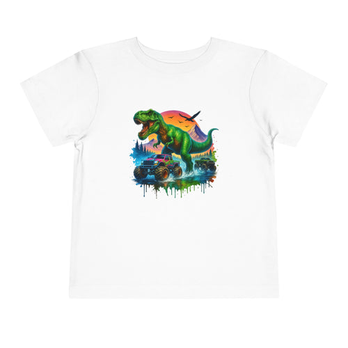 T-Rex Monster Truck Toddler Tee — Dinosaur Graphic Kids Shirt | 2T–5T