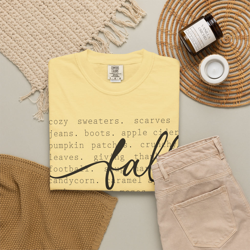 Fall Comfort Colors Graphic T-Shirt — Casual Script Autumn Tee