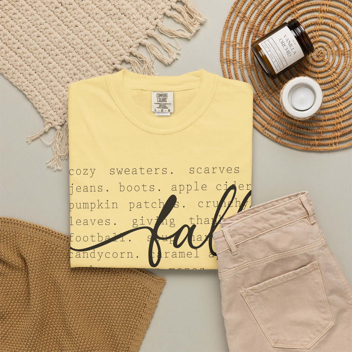 Fall Comfort Colors Graphic T-Shirt — Casual Script Autumn Tee
