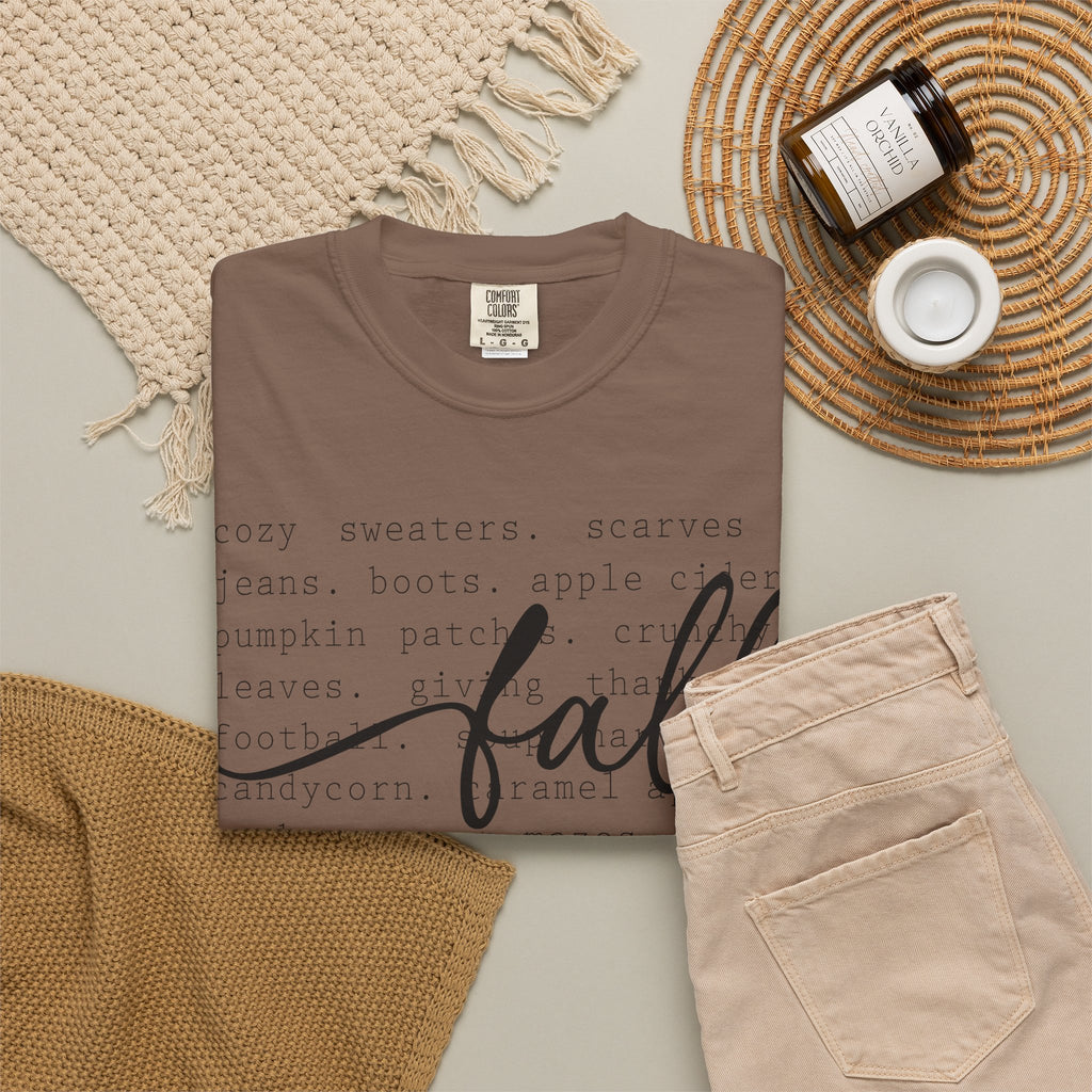 Fall Comfort Colors Graphic T-Shirt — Casual Script Autumn Tee