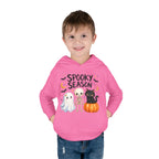Toddler Hoodie — "Spooky Season" Cute Ghost, Skeleton & Black Cat Halloween Pullover