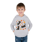 Toddler Hoodie — Playful Black Cats with Falling Autumn Leaves