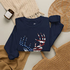 American Flag Deer Head Graphic - Pullover Sweatshirt