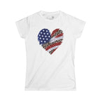 Women's American Flag Heart Tee — Patriotic Fourth of July Shirt