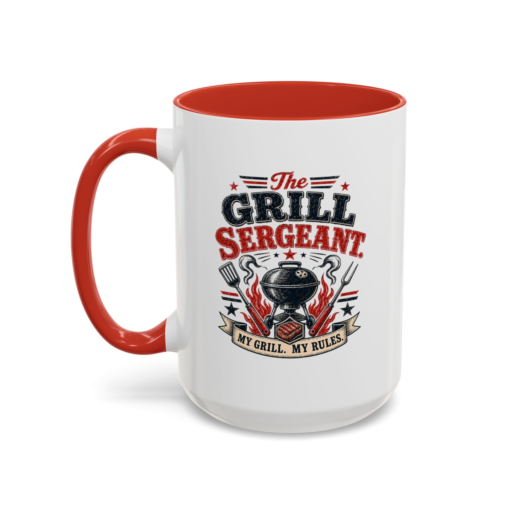 Grill Sergeant Accent Mug – "My Grill, My Rules" Coffee Cup (11/15oz)