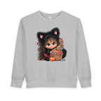 Toddler Sweatshirt — Cute Black Cat Costume Kid's Halloween Sweatshirt with Candy Basket