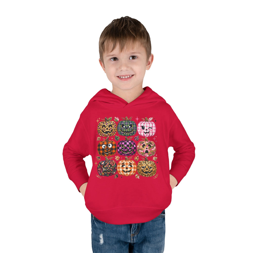 Toddler Halloween Pumpkin Hoodie — Colorful Patterned Jack-O’-Lanterns