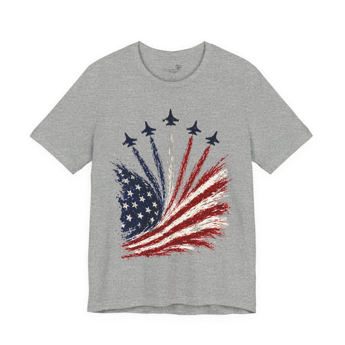 American Flag Jet Flyover T-Shirt — Patriotic 4th of July Tee | S–3XL