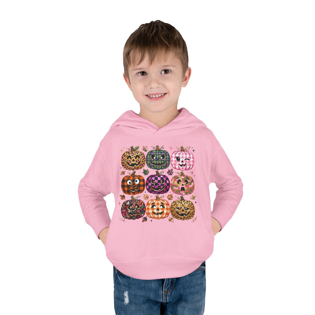 Toddler Halloween Pumpkin Hoodie — Colorful Patterned Jack-O’-Lanterns