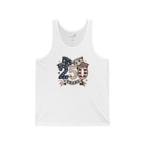 America 250 Years Patchwork Patriotic Tank Top — Fourth of July Women’s Sleeveless Shirt | XS–2XL