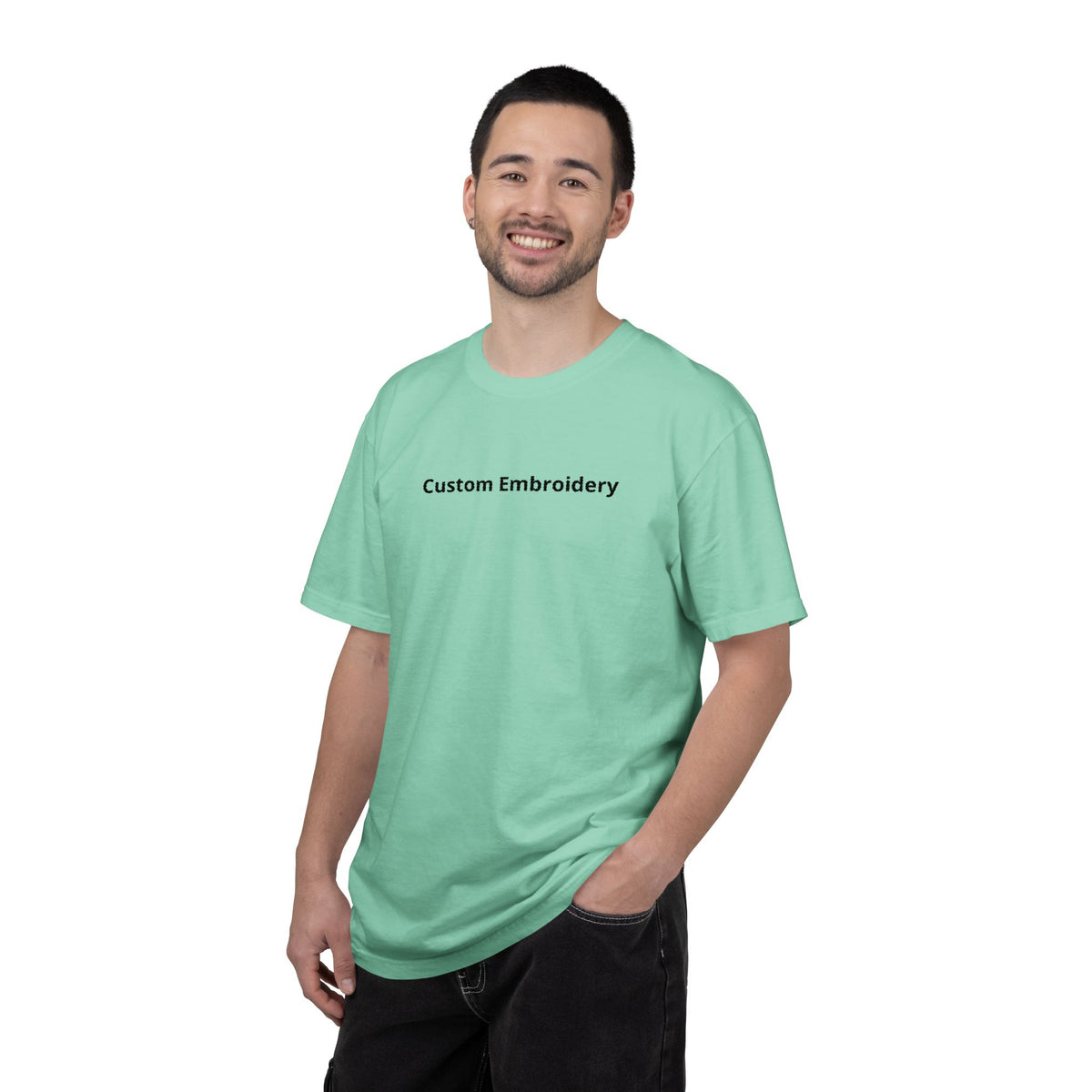 EMBROIDERED Custom Text Comfort Colors Unisex (Light Colors/Shades) T-Shirt