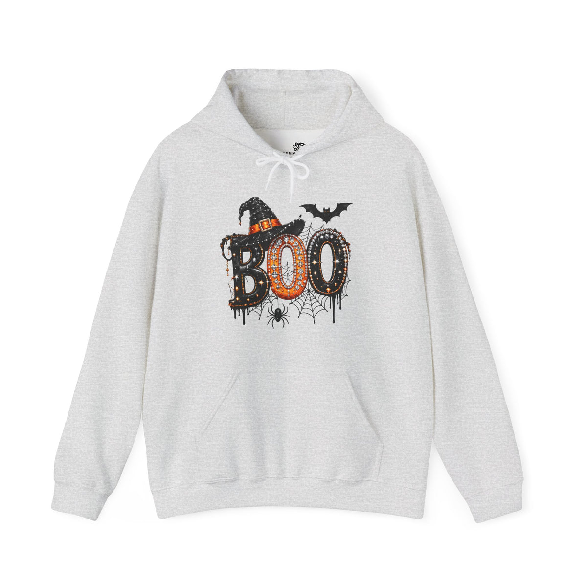 'BOO' Witch Hat, Bat & Spiderweb Graphic - Halloween Hoodie