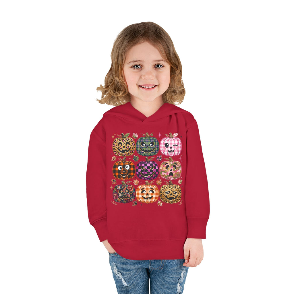 Toddler Halloween Pumpkin Hoodie — Colorful Patterned Jack-O’-Lanterns